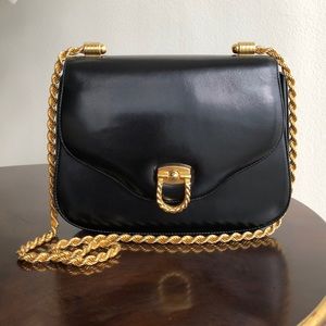 70’s Authentic Gucci Black Leather Bag